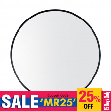 700x700x40mm Black Aluminum Framed Round Bathroom Wall Mirror with Bra..
